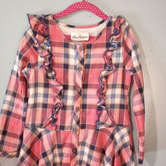 Rare edition girls pink plaid long sleeve dress - Picture 2 of 9